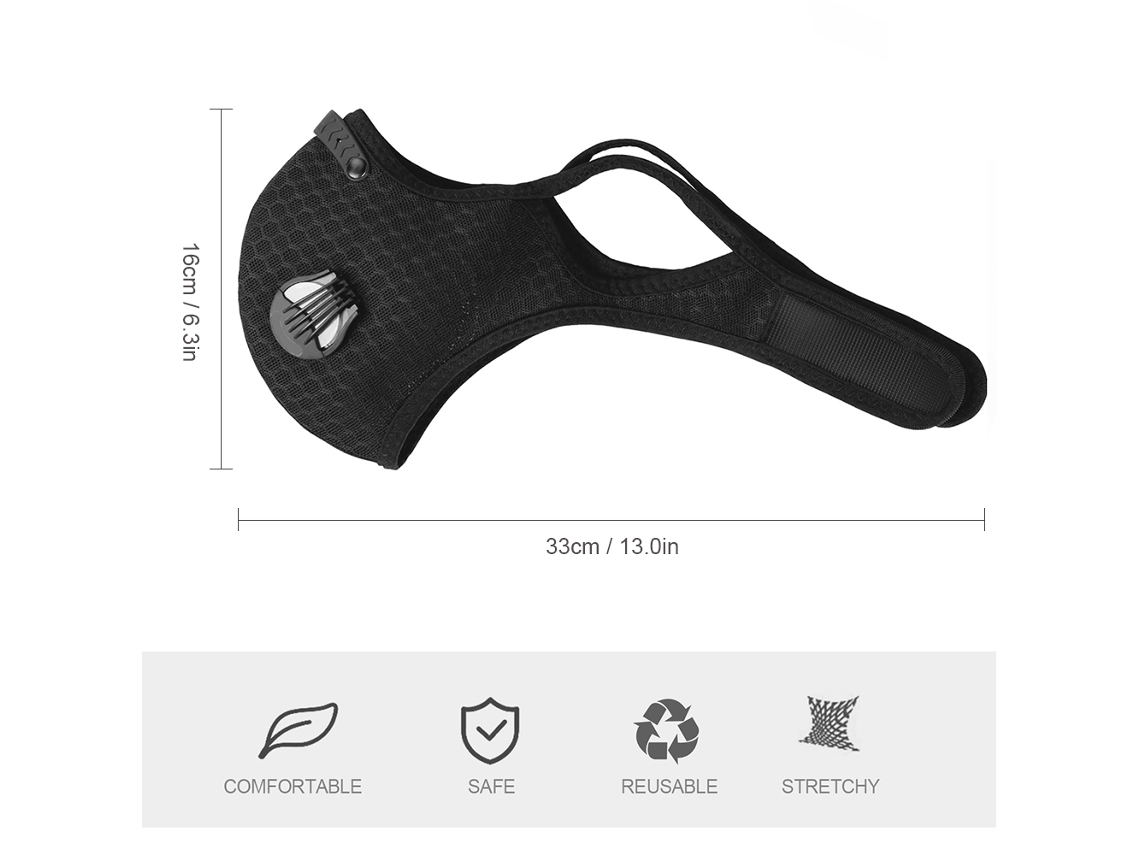 Mascarilla Facial Reutilizable Con Válvula Y Filtro De Carbón Activado Ajustable Para Correr, Montar En Bicicleta, Acampar Y Viajar.
