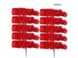 144 flores de papel, mini rosas artificiales, para decorar bodas, color vino tinto.