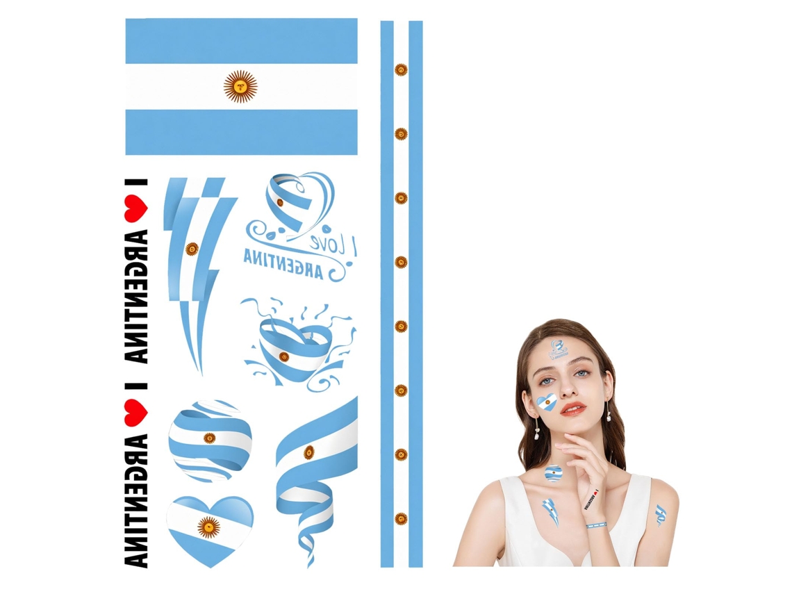 30 Uds Tatuajes Temporales De Bandera De Argentina, Impermeables. Ideales Para Eventos Deportivos 2026, Día De La Independencia Y Fiestas.