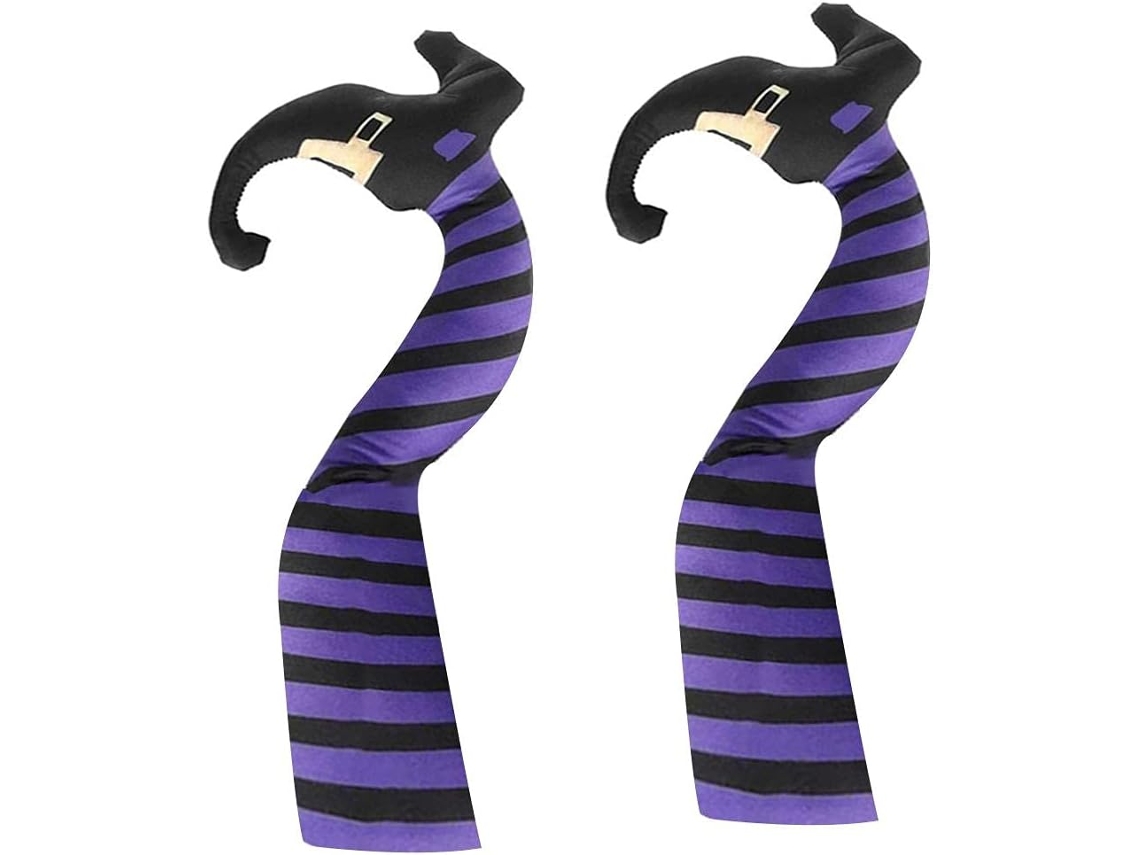 Piernas de bruja de tela suave para Halloween, accesorios de bruja malvada para decoración de Halloween Gokoco