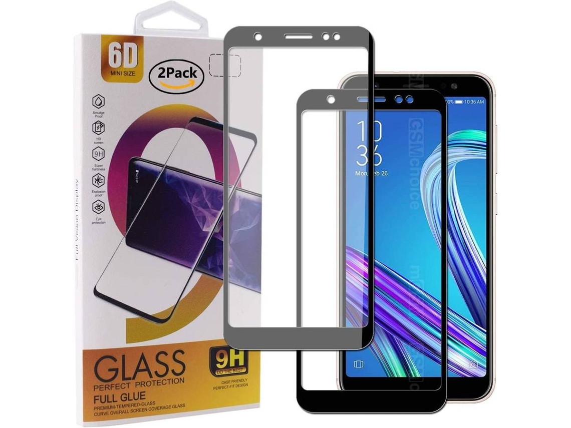 Protector Cristal Templado Asus Zenfone MAX M1 ZB555KL HONGWE. Cobertura Completa Negro