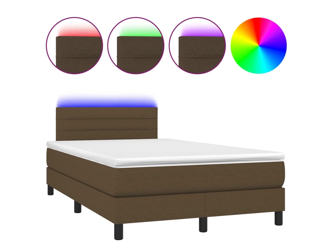 Maison Exclusive - Cama Box Spring Con Colchón Y Led Tela Marrón Oscuro 120x190 Cm