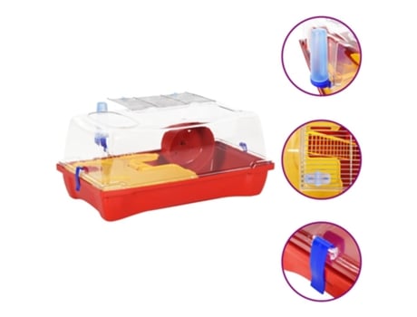 Jaula para hámster polipropileno roja 57x33x26 cm VIDAXL