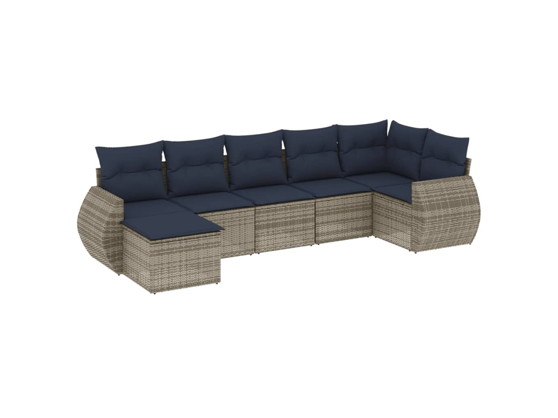 Maison Exclusive - Conjunto De Sofá De Jardín De 7 Piezas Con Cojines, Poliratán Gris