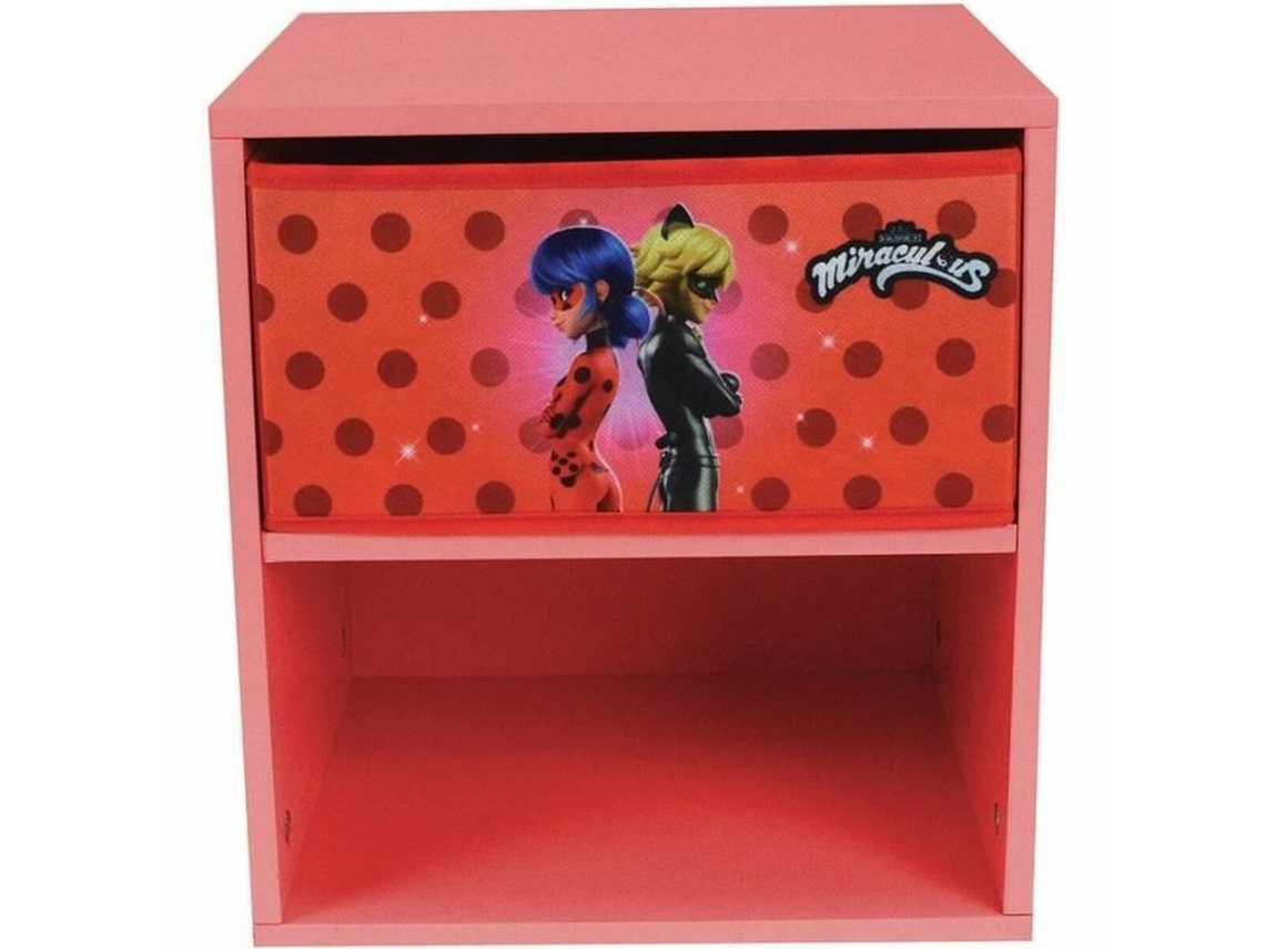 Mesita de Noche Miraculous Ladybug FUN HOUSE Melamina Rojo (39.4x46.1x9.3cm)