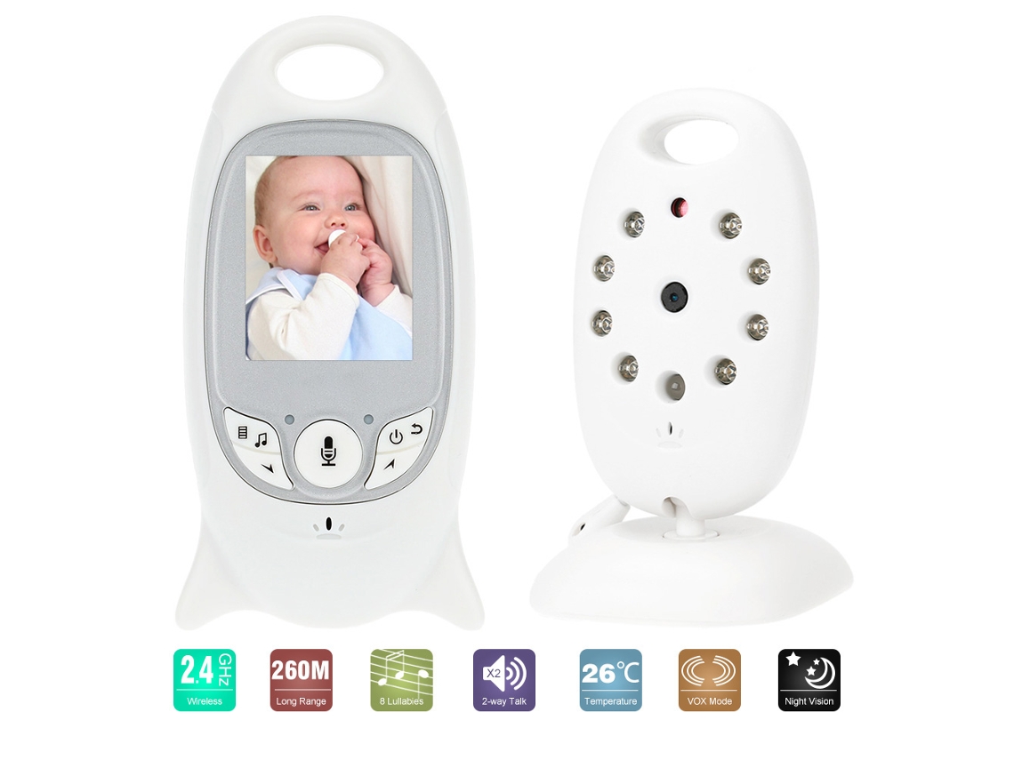 Monitor inalámbrico para bebés con cámara, visión nocturna HD 720p y seguridad para el hogar.