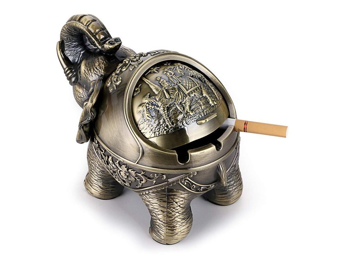 2026-portavasos De Mesa Modelo Elefante Retro Anti-viento De Latón Verde Para Cigarrillos Y Cigares