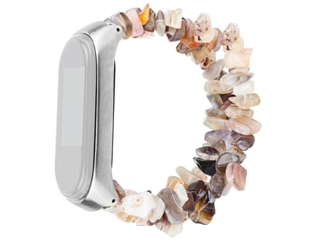 Correa de cuentas trenzadas piedras naturales para Xiaomi Mi Band 5/6 - caqui