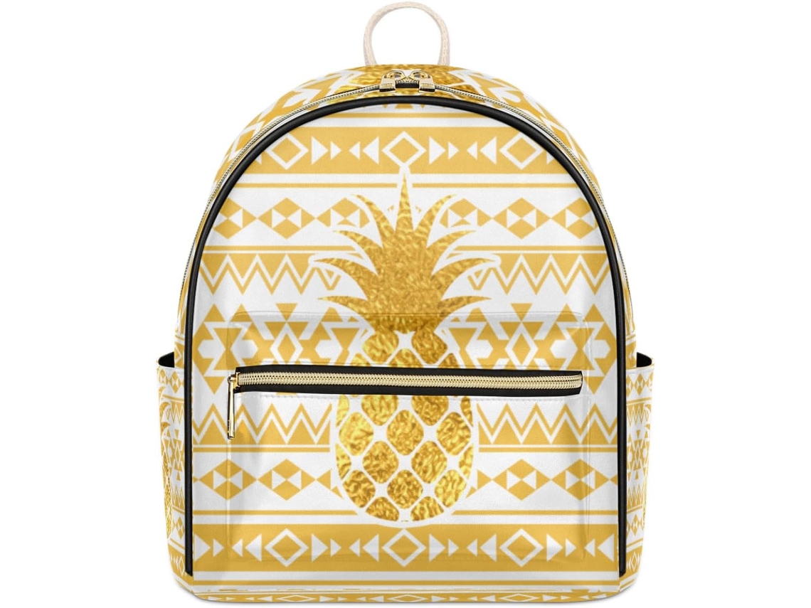 Mochila Tropicallife de piel étnica con estampado de piña, impermeable.