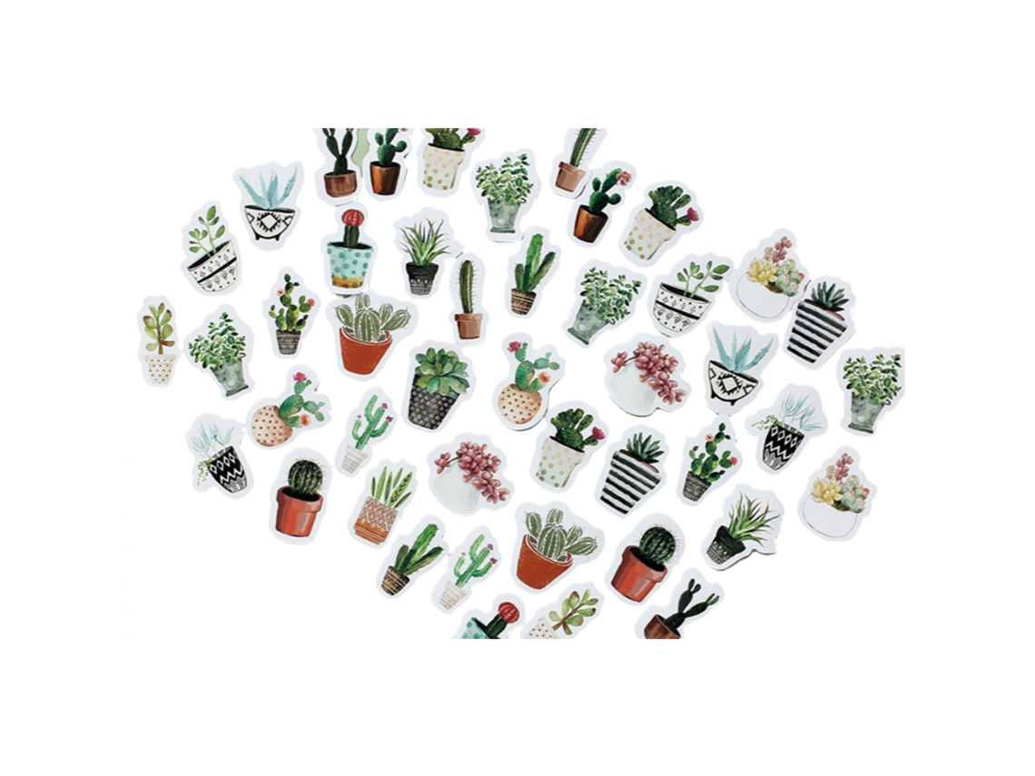 45 Adorables Pegatinas Autoadhesivas De Cactus Para Álbumes De Recortes, Botellas, Portátiles Y Teléfonos Móviles.