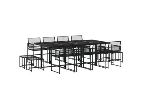 Conjunto 13 de comedor de jardín VIDAXL ratán sintético negro