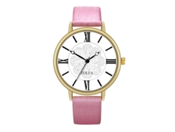 Reloj De Pulsera De Cuarzo Para Hombre Y Mujer Con Dial Redondo (rojo Rosado)