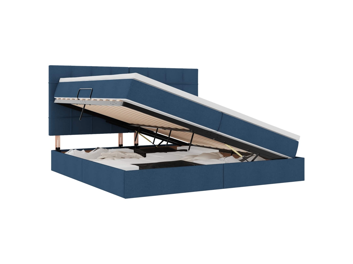 Maison Exclusive - Cama Con Almacenamiento Y Led Azul 200 X 200 Cm Poliéster