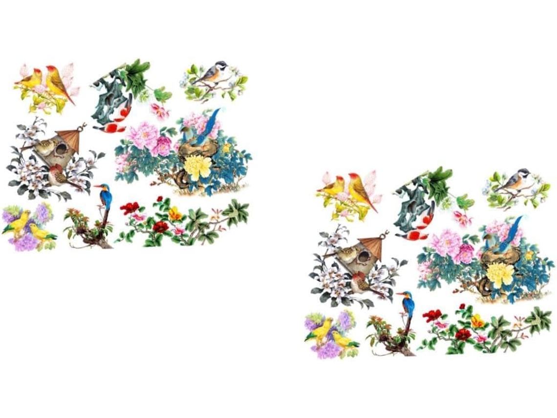 2 Láminas De Pegatinas Decorativas De Pared Con Pájaros Y Ramas Para La Habitación De Un Niño.
