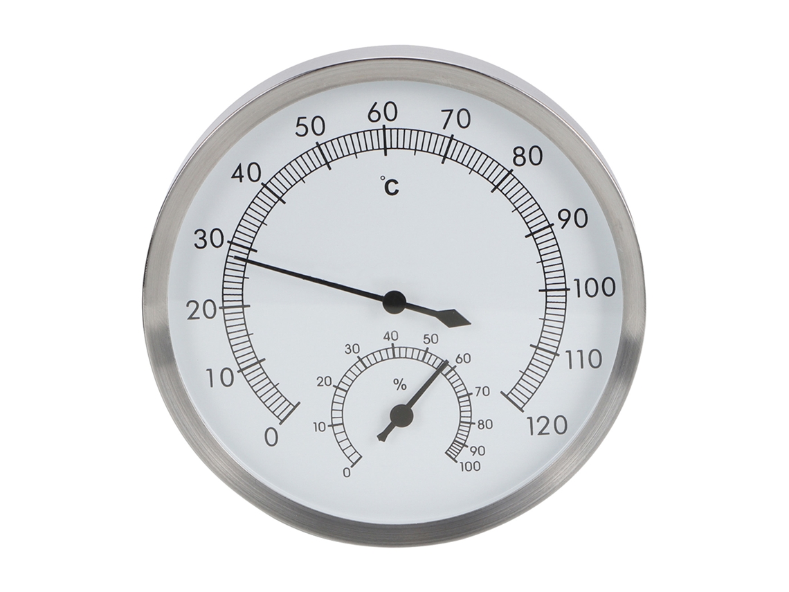 Termohigrómetro 2 En 1 Para Sauna Y Baño De Vapor, Acero Inoxidable, 10-120 °c, 0-100 % Hr