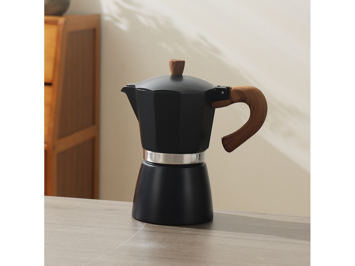 Cafetera italiana de aluminio de una sola válvula de 150 ml, color negro mate Eifson