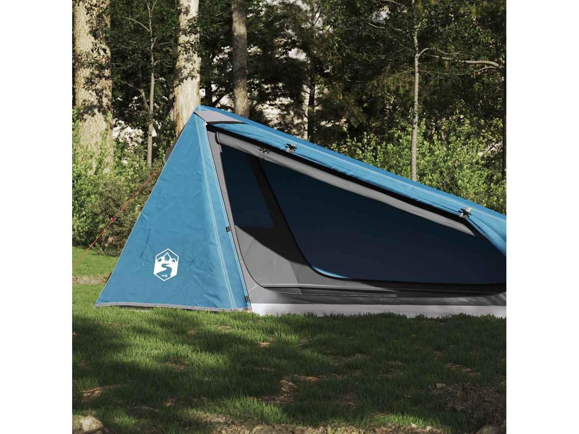 Tienda de campaña tipo túnel impermeable azul para 1 persona.