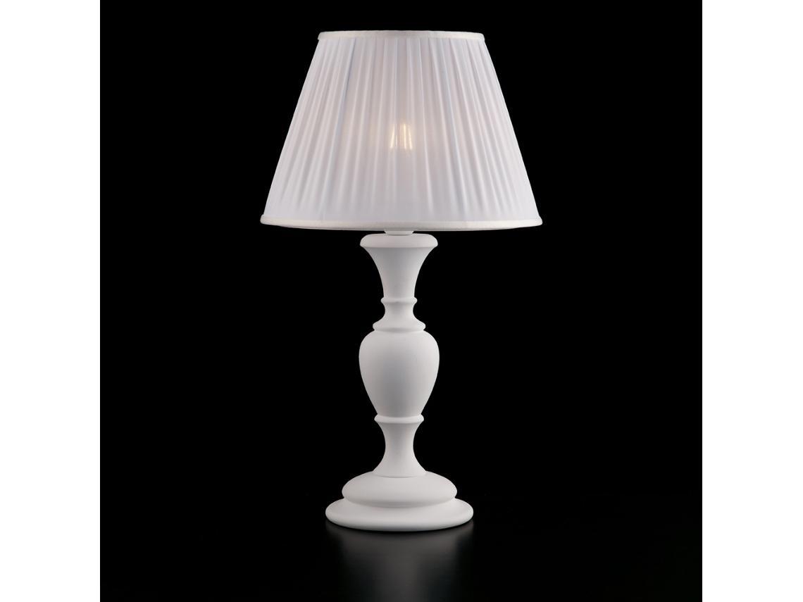 Fiorenza - Lámpara Shabby De Madera Blanca 1 Luz Con Pantalla Dm.35 H.62 - Ø35 - Bl172-lm-bco
