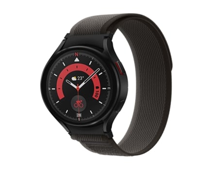 Correa de reloj inteligente para Samsung Galaxy Watch 5 Pro / Watch4 Classic Loop Nylon Watch Band (negro gris)