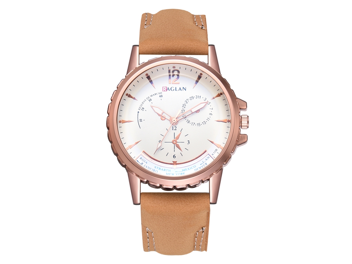 Reloj De Pulsera De Cuarzo Para Hombre Con Correa De Pu, Estilo Casual Y De Negocios, Estilo Café.
