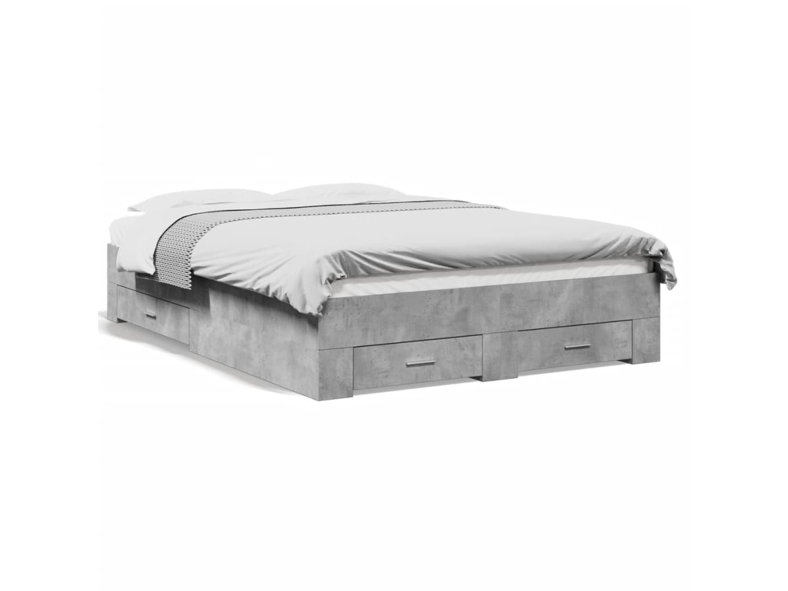 Maison Exclusive - Cama Con Cajones Madera Ingeniería Gris Hormigón 140x190 Cm