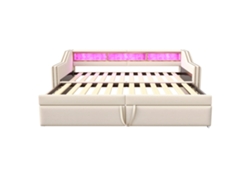 Cama Extensible Tapizada 90/180x200 Cm Con Láminas - Beige