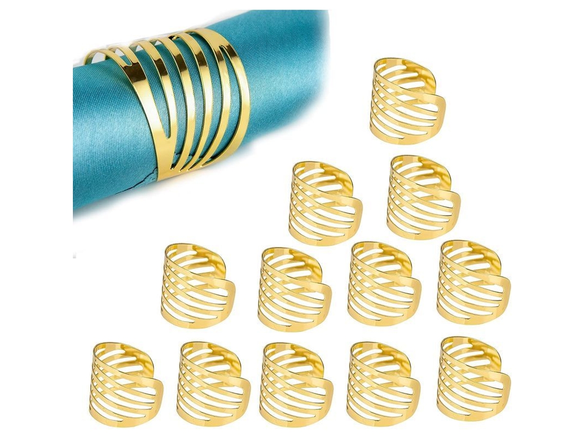 2026-aros De Servilleta De Metal Dorado Artesanal Para Mesa 12 Unidades Para Bodas Fiestas