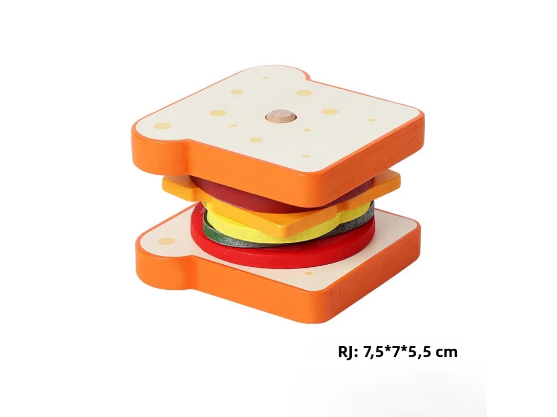Juguete rompecabezas de comida para desarrollar la motricidad fina. Mdug (sándwich)