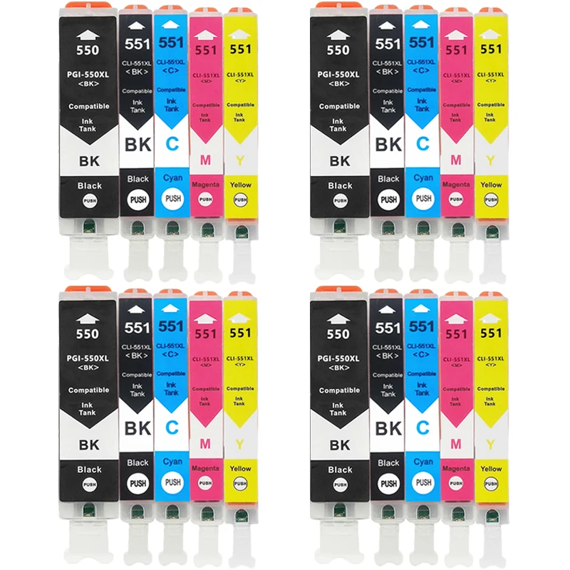 4setpgi550 Cli551cartuchos De Tinta Pgi-550 Cli 551 Pgi-550 Cli-551 Para Impresoras Canon Mg6350 Mg7150 Ip8750 Ip7250