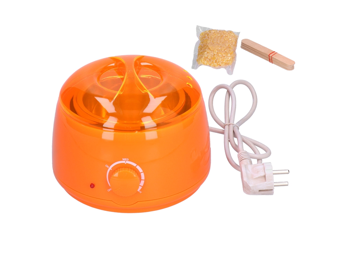 Kit de calentador de cera con bolitas de color naranja