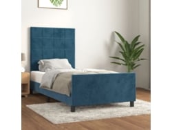 Estructura De Cama Sin Colchón Terciopelo Azul Oscuro 100x200cm