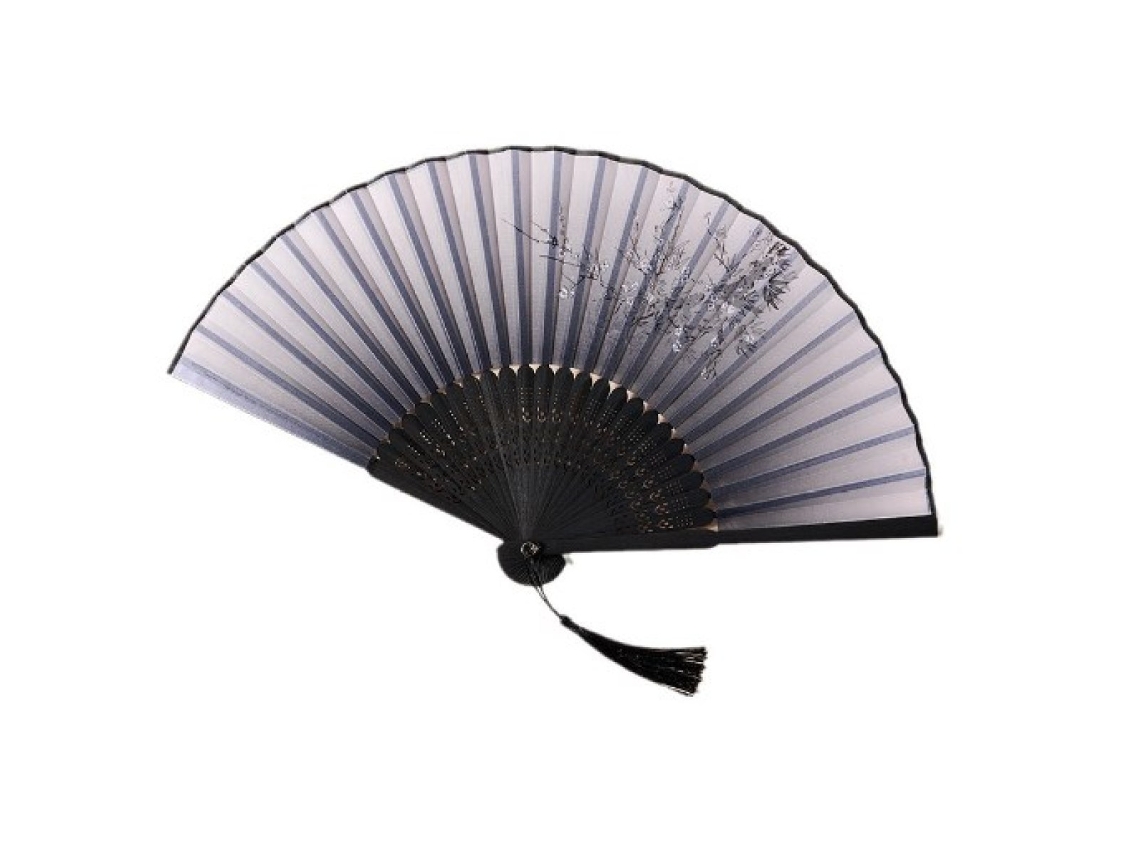 Abanico plegable con estructura de bambú, ventilador portátil para mujeres y hombres, ventilador portátil de diseño elegante con borla incluida LAOPIPFU