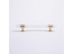 Herrajes Para Puertas De Latón Natural, Cristal Blanco De 128 Mm, Bz
