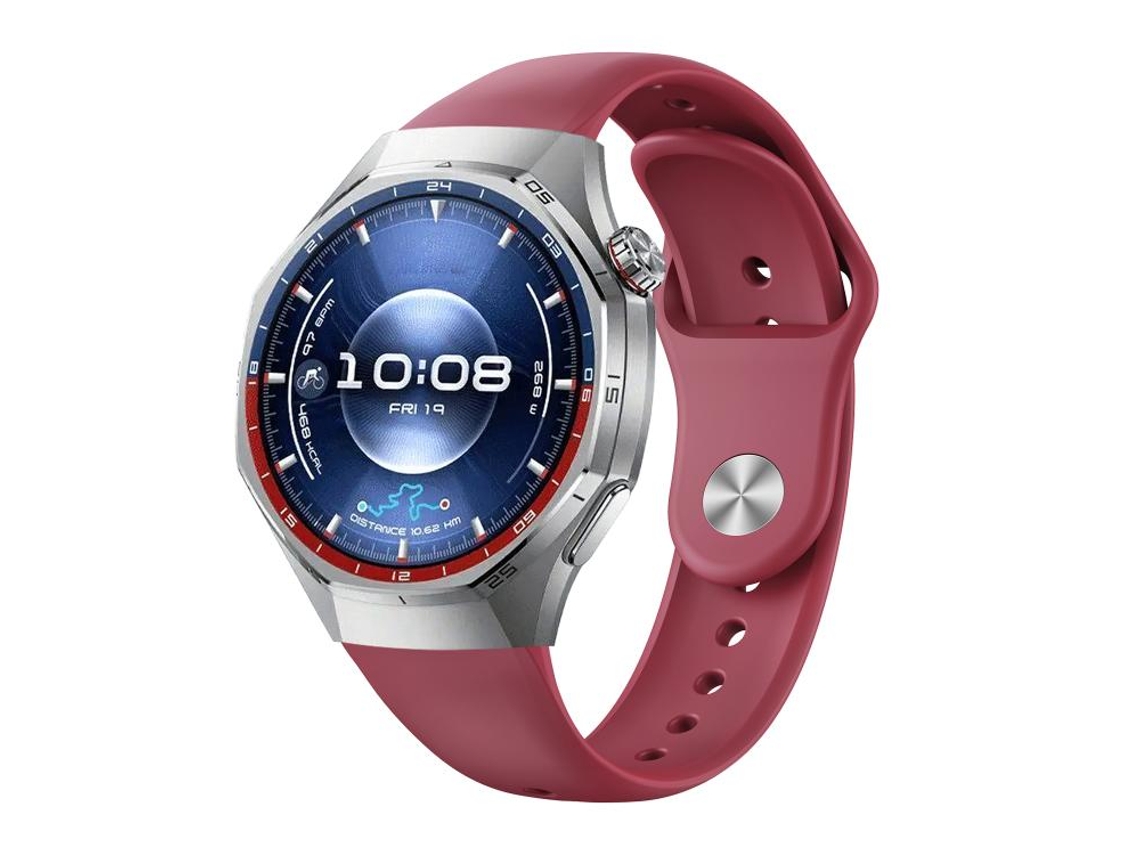 Bracelete Para Huawei Watch Gt 6 Pro - Silicone Cor Sólida - Fivela Reversa Vermelho Vento