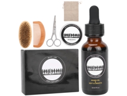 2026 kit de Cuidado de Barba para Hombres com Óleo, Tesouras, Escova, Pente, Cera e Bolsa de Armazenamento