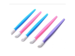 Juego De 5 Herramientas De Manicura Con Mango De Plástico Y Punta De Goma Dura Para Cutículas (color Aleatorio).