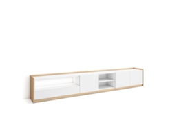 Mueble Tv, Televisión, 310x37x50cm, Para Tv Hasta 80", Led, Blanco Y Roble Soft
