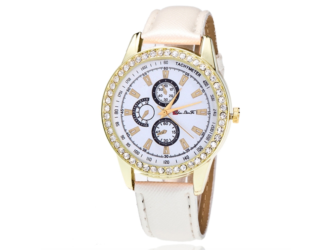Reloj De Pulsera Analógico De Cuarzo Para Mujer Zhoulianfa Con Correa De Cuero Blanca.