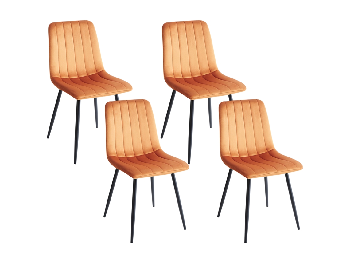 Sillas De Estilo Escandinavo Beliani Kalispell De Terciopelo Naranja 45x62x88