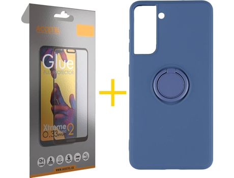 Carcasa + Protector de Pantalla para Samsung Galaxy S22 Plus 5G ACCETEL Azul Oscuro