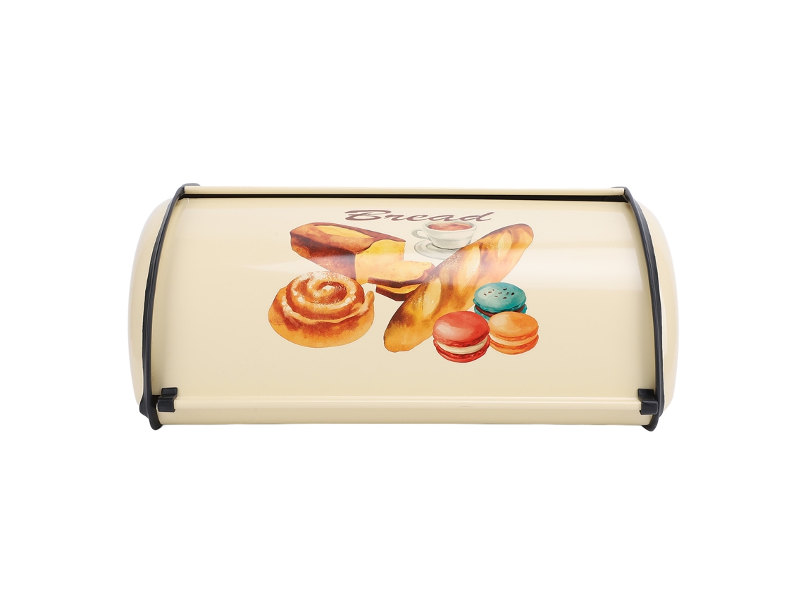 Panera Metálica, Estilo Tambor, Color Champán, Para Guardar Pan, Pasteles Y Galletas.