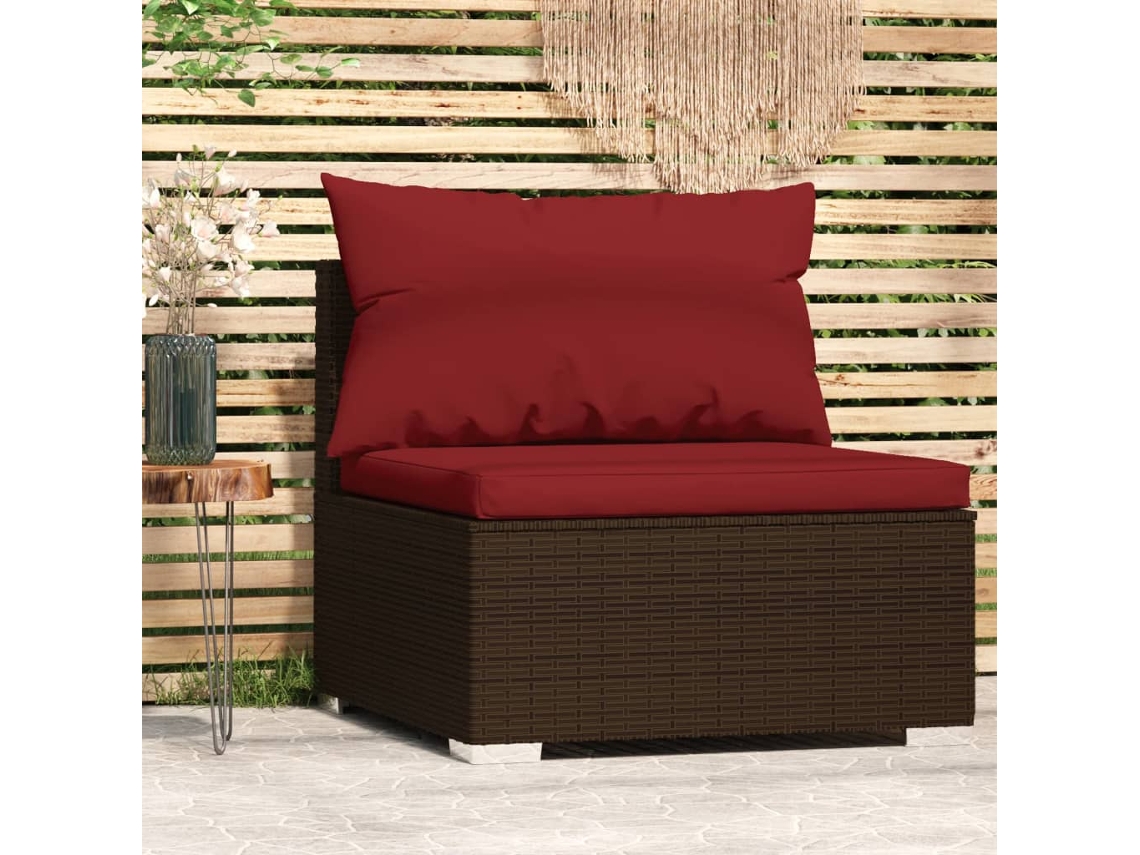 Sofá LOVELY HOME Relax de Centro para Jardín con Almohadones de Bambú en Color Castaño (70 x 63 x 6 cm)