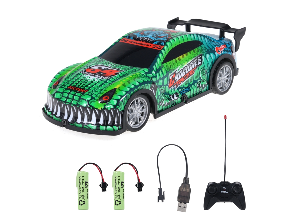 Coche Teledirigido A Escala 1:22, Vehículo Eléctrico Con Luces, 2 Baterías Recargables, Regalo Para Niños Y Adultos, Color Verde.