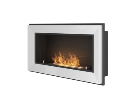 Chimenea de bioetanol empotrada de pared RAME 900 Blanco con cristal OUTINFIRE