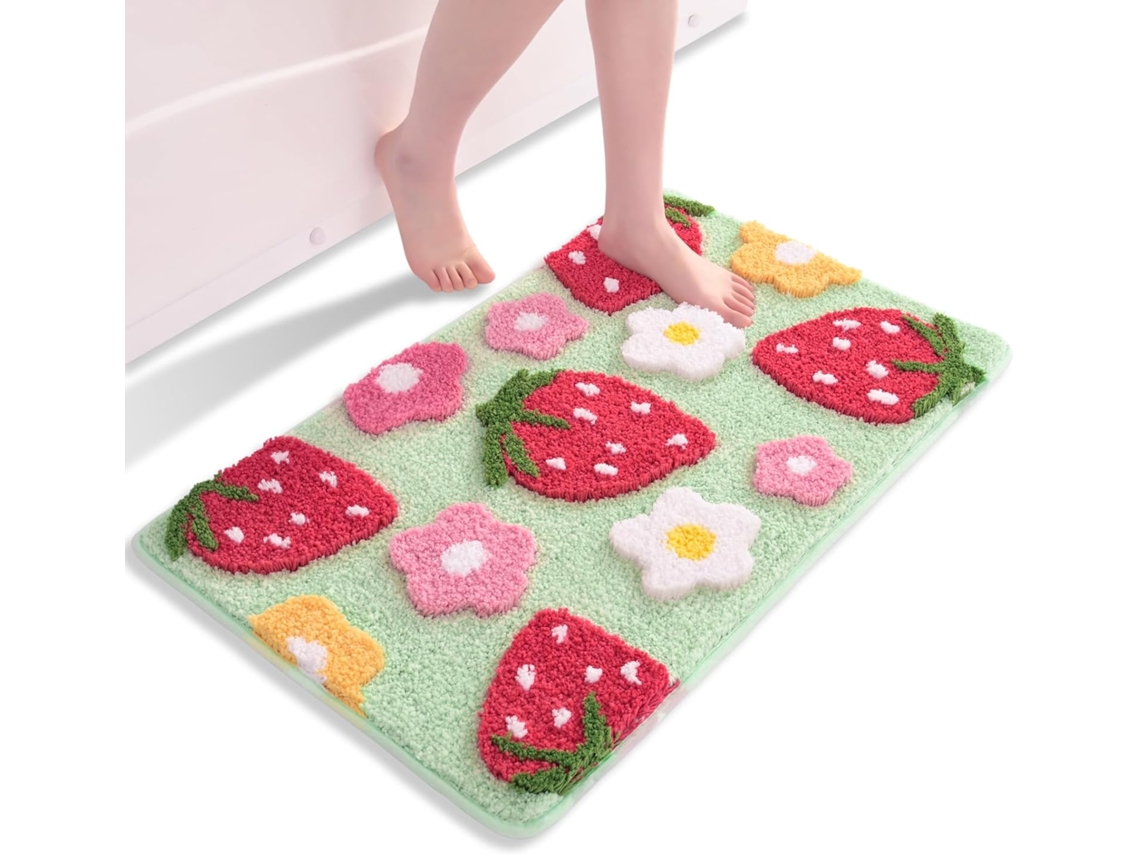Alfombrilla de baño Fresa, antideslizante, verde, 45x65 cm ZYBLSSBB