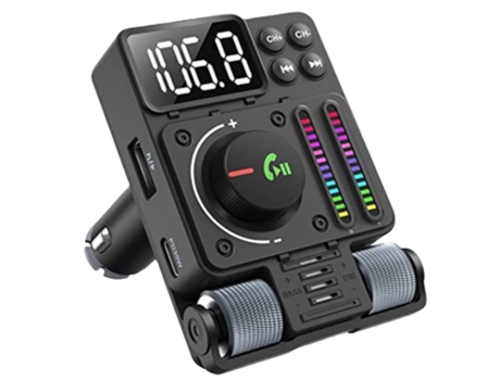 Transmisor FM inalámbrico Bluetooth Reproductor de MP3 para coche Multifuncional CZ-MP3-37 Negro PETHUEL
