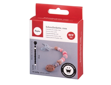 Kit de bricolaje - Clip de madera para chupete con cuentas de silicona rosa
