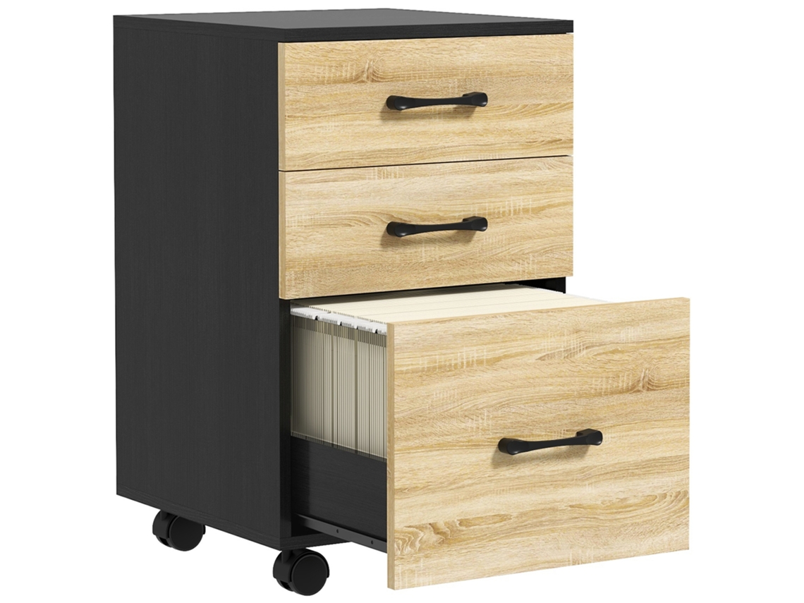 Archivador De Oficina De Roble Negro Con Riel Para Archivadores