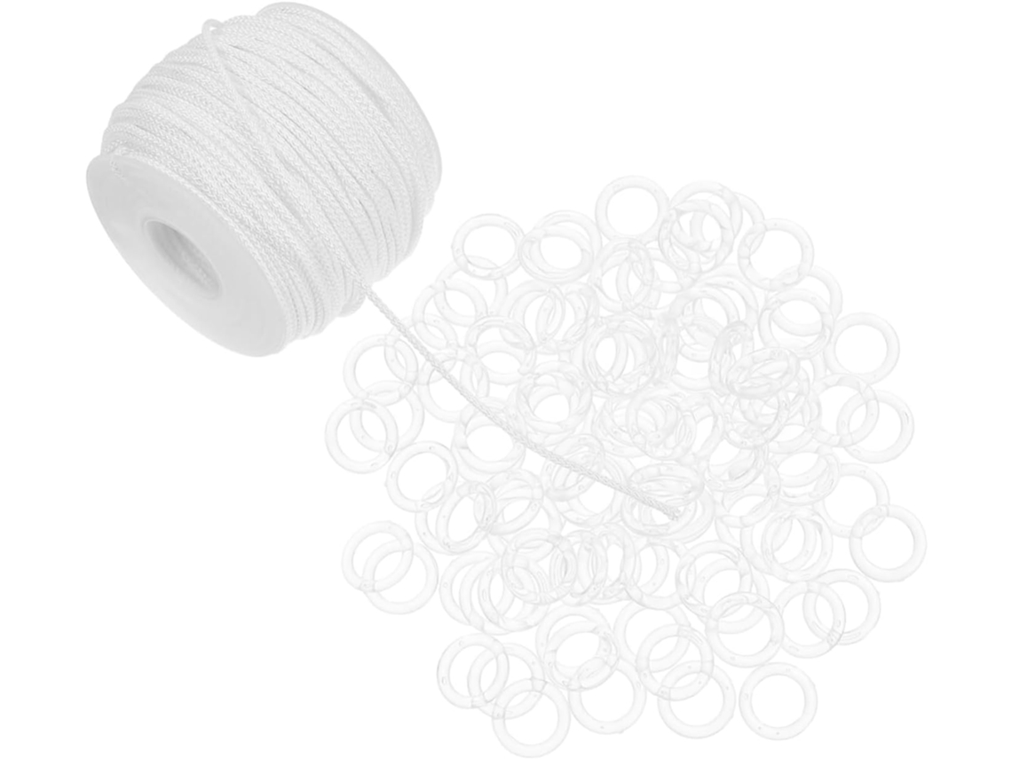 Accesorios Para Cortinas,kit Cordón Con Anillas Transparentes Estores Romanos Barras Cortina Fácil