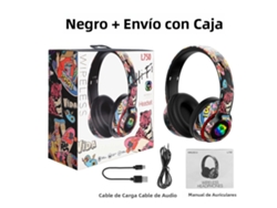 Fones MDUG graffiti DJ Bluetooth 5.1, microfone, luzes LED RGB e cartão TF